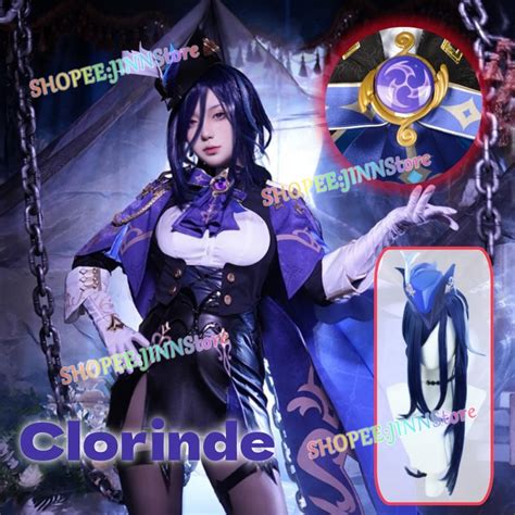 JINN GENSHIN IMPACT Clorinde Cosplay Costume Adult Carnival Uniform