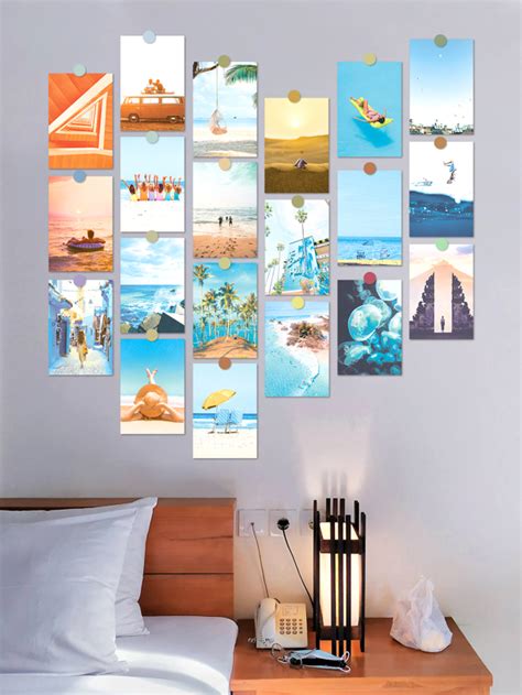 50 piezas azul muro collage Kit estético playa de verano collage con