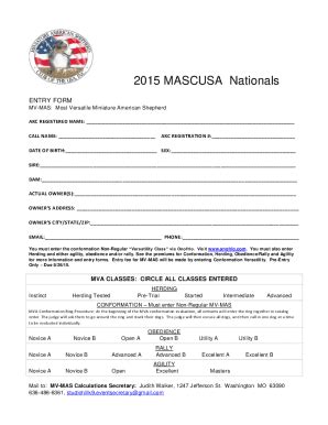 Fillable Online Mascusa Nationals Most Versatile Entry Form Fax