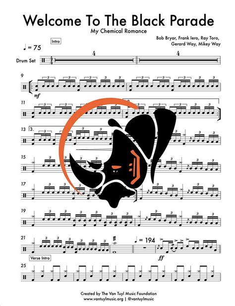 Welcome To The Black Parade By My Chemical Romance Drums Sheet Music