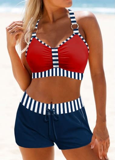 Patchwork Striped Red Bikini Top Modlily Usd