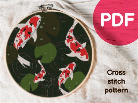 Four Japanese Koi Fish Cross Stitch Pattern Koi Fish Cross Etsy