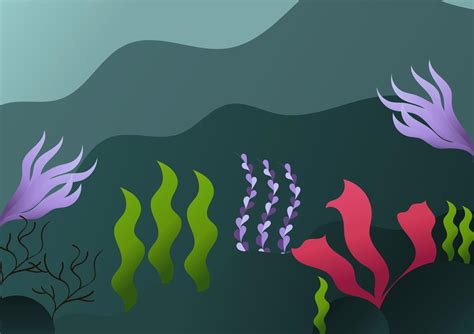 underwater landscape illustration with some beautiful sea plants
