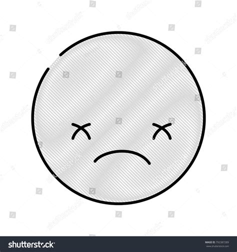 Grated Kawaii Head Cute Sad Face Vector De Stock Libre De Regalías