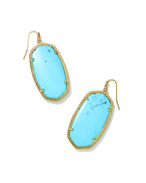 Danielle Gold Statement Earrings In Light Blue Magnesite Kendra Scott