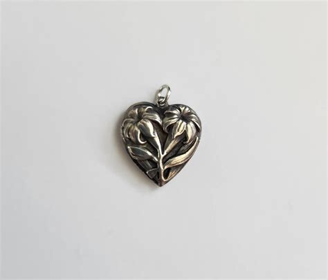 Vintage Walter Lampl Sterling Silver Puffy Heart Charm Etsy