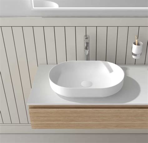 Bathlife Sizu Fritst Ende H Ndvask Hvid Solid Surface Med Bundventil