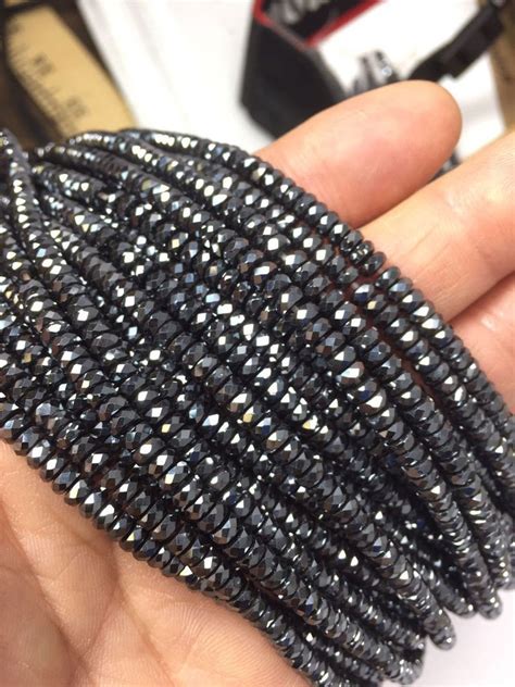Metallic Silver 4x2mm Faceted Rondelle Hematite Bead Strand 16 Inches