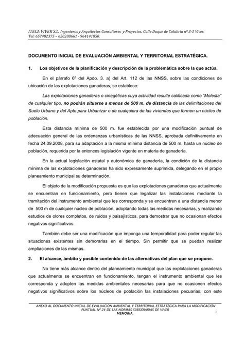 PDF DOCUMENTO INICIAL DE EVALUACIÓN AMBIENTAL Y consultas cma gva es