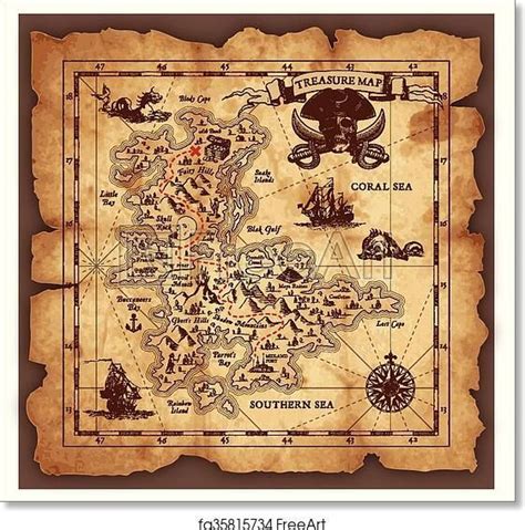 Old Pirate Treasure Map