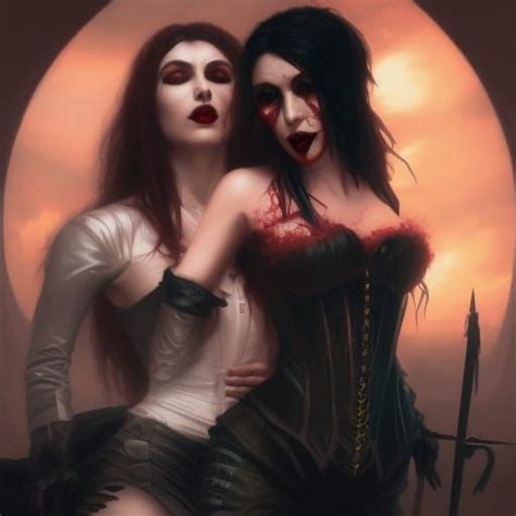 Female Vampires Corsets Gothic Dark Fantasy Ai Generated Artwork