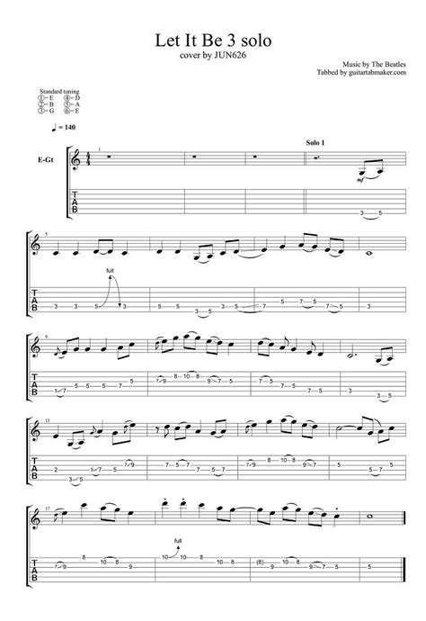 The Beatles Let It Be Solo Tab Pdf Guitar Tab Guitar Pro Tab