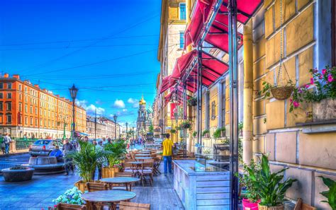 Russia, St. Petersburg, Houses, Street, HDR HD Wallpaper