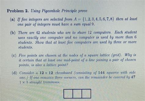 Solved Problem Using Pigeonhole Principle Prove A Il Chegg