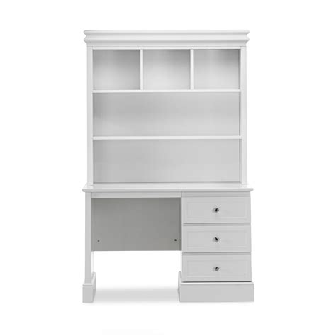 Childrens Mia Study Desk And Hutch With Shelf Drawers Storage White Kids