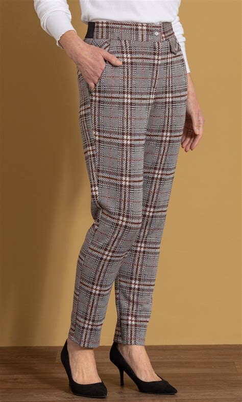 Anna Rose Shimmer Check Slim Leg Trousers In Black Klass