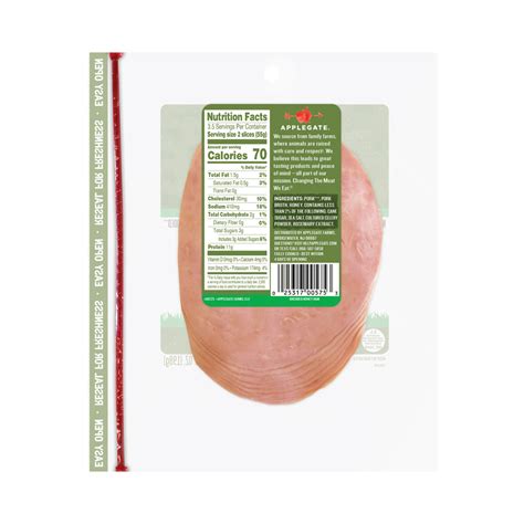 Applegate Naturals Uncured Honey Ham Sliced Euro Usa