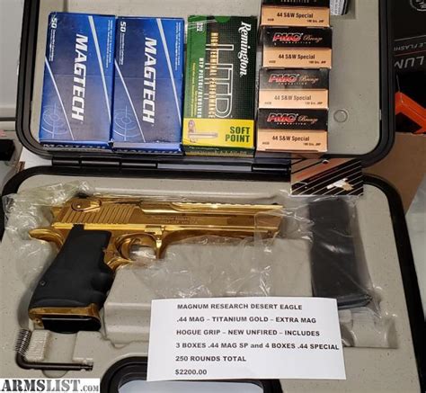 ARMSLIST - For Sale: ** DESERT EAGLE 44 MAG WITH AMMO-NIB -*GOLD* --LOOK**