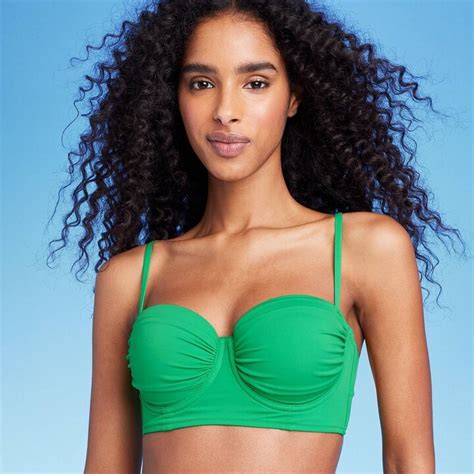 Women S Light Lift Shirred Cup Bikini Top Shade Shore Green 34DD