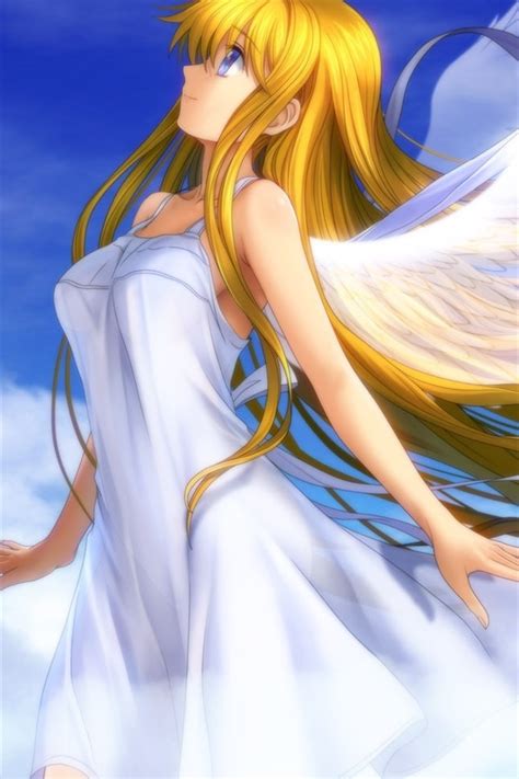 Beautiful Anime Girl Angel Wings White Feathers Wallpaper Anime Images And Photos Finder