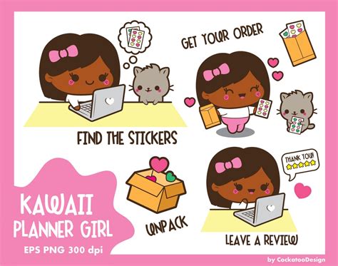 Kawaii Girl Clipart, Cute Girl Clip Art, Planner Girl Clipart, Delivery ...