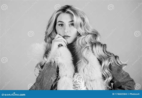 Seductive Blond Model In Lingerie And Fur Coat Stock Image Hot Sex