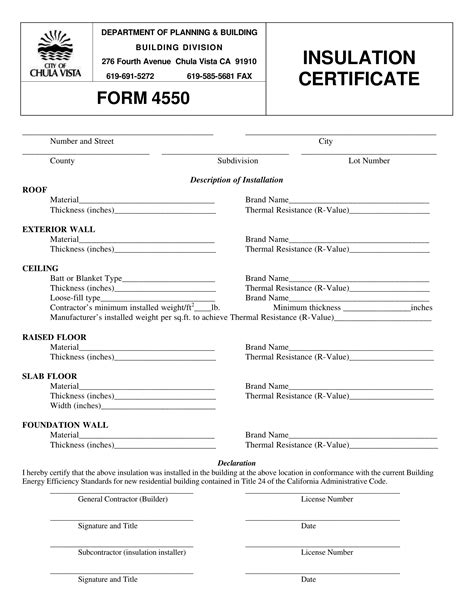 Insulation Certificate Form Fill Out Printable PDF Forms Online