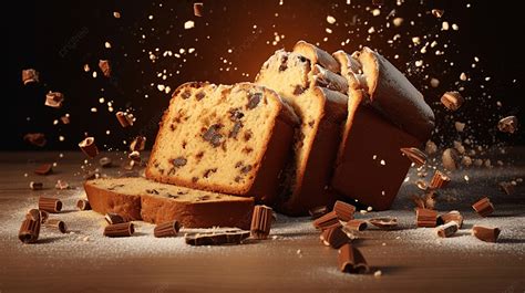 Trozos De Chocolate Panettone Chocottone Cayendo En Movimiento Sobre