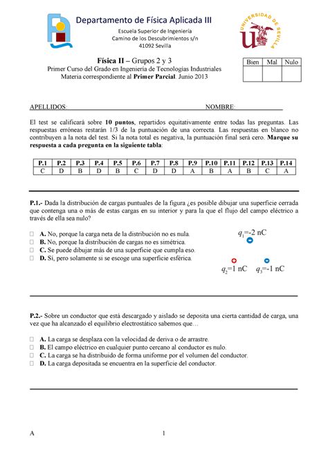 Exámen junio 2013 preguntas y respuestas modelo B A 1 Física II