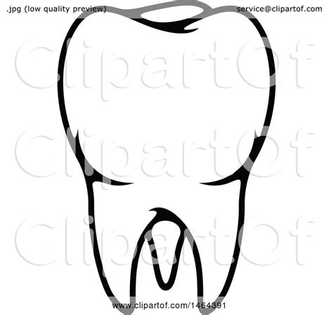 Clipart Of A Black And White Human Tooth Royalty Free Vector