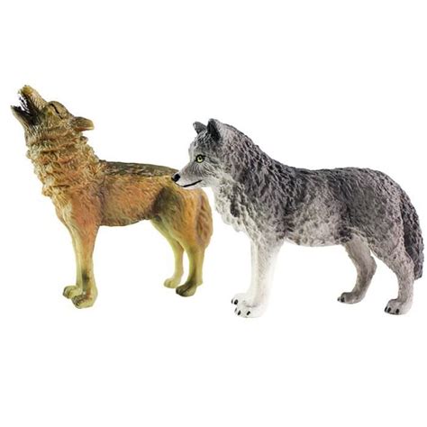 2pcs figurine de loup décoration réaliste ornements de bureau