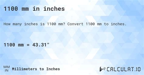 1100 Mm In Inches Calculatio