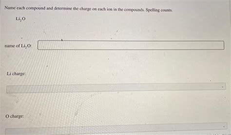 Solved Name Each Compound And Determine The Charge On Each