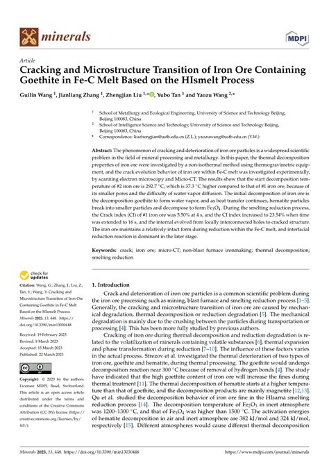 Pdf Cracking And Microstructure Transition Of Iron Ore Containing