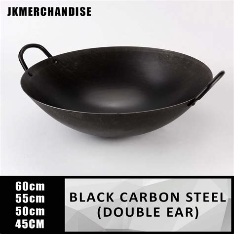 Wok Bang Non Stick Black Carbon Steel Double Ear Wok Pan Heavy Duty