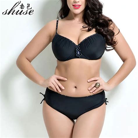 New Summer Push Up Bikinis Plus Size Women Siwmuits Solid Color High