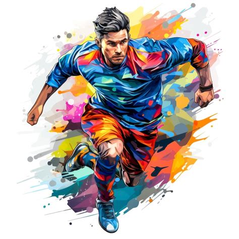 Premium Ai Image Man Kicking Soccer Ball With Colorful Paint