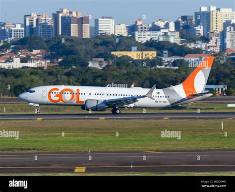 Gol Airlines Boeing Max Airplane Landing At Porto Alegre Brazil