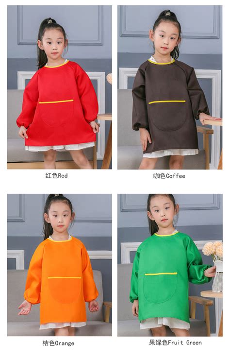 Kids long sleeve smocks with contrast ringer HFCMA008