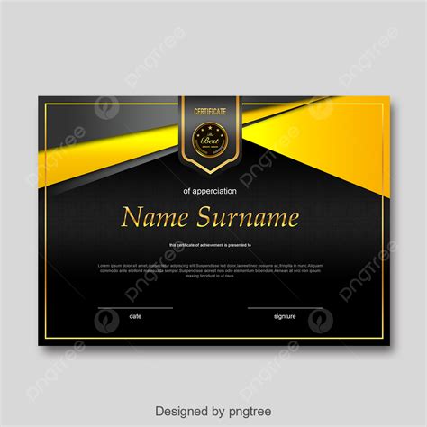 Black Yellow Ribbon Personal Honor Certificate Template Download On Pngtree