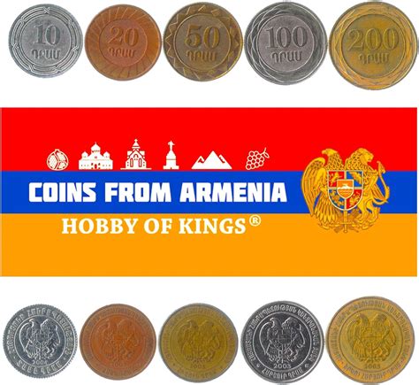 Armenia 5 Mixed Coins 1 Luma To 200 Dram Armenian