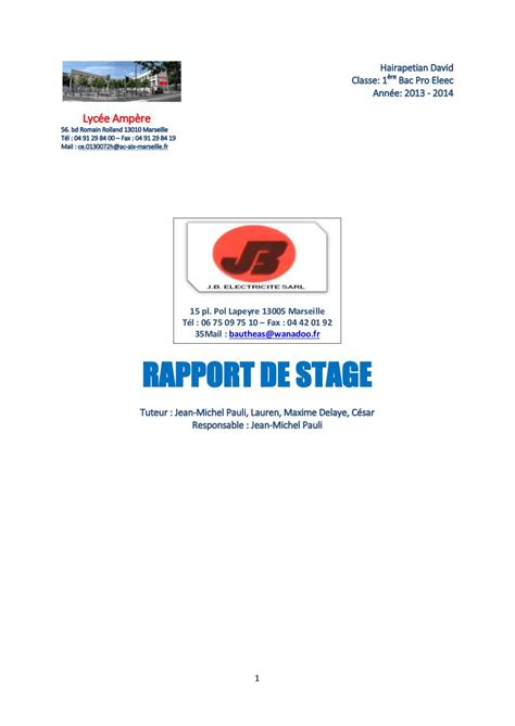 Pdf T L Charger Modele D Un Rapport De Stage Bac Pro Eleec Gratuit