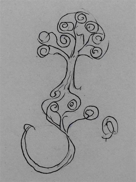 Sketch Of An Acorn That Turns Into A Tree In The Shape Stable