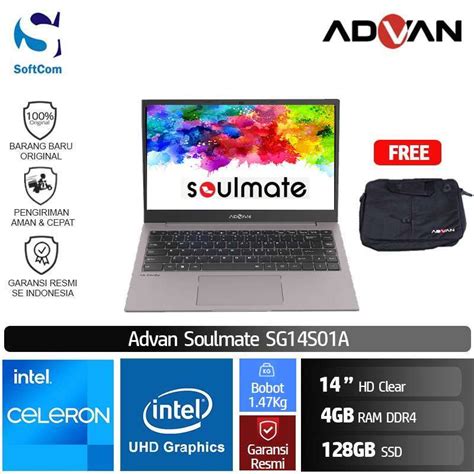 Jual Advan Soulmate Sg14s01a Notebook Celeron N4020 4gb 128gb Ssd 14