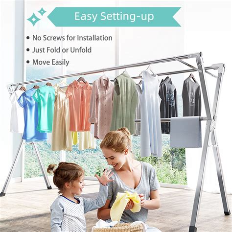 YACASA Clothes Drying Rack 79 Inch Heavy Duty Stainless Steel Laundry