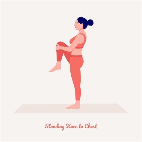 Standing Knee to Chest Yoga pose. Young woman practicing yoga exercise