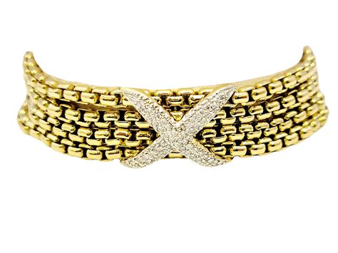 David Yurman Diamond X Multi Row Box Chain Bracelet In 18 Karat