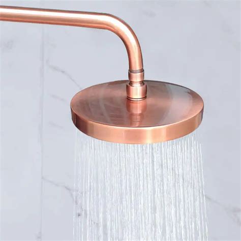 Antique Red Copper Round 8 Rainfall Shower Head Extension Pipe Wall