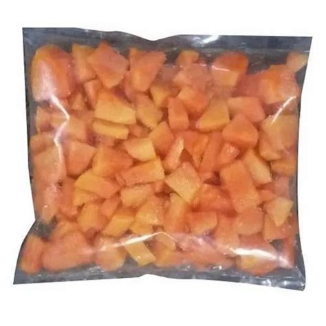 Natural Frozen Papaya Slices Packaging Type Packet Deep Freezing At