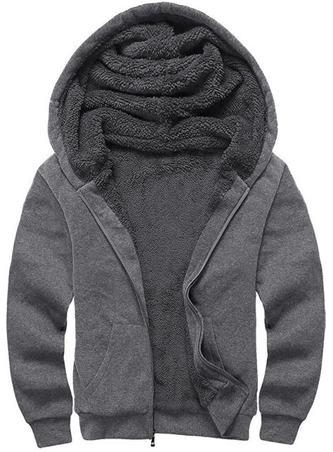 Swisswell Hoodies For Men Sherpa Jacket Zip Up Fleece Lined Hoodie Winter Warm Heavyweight